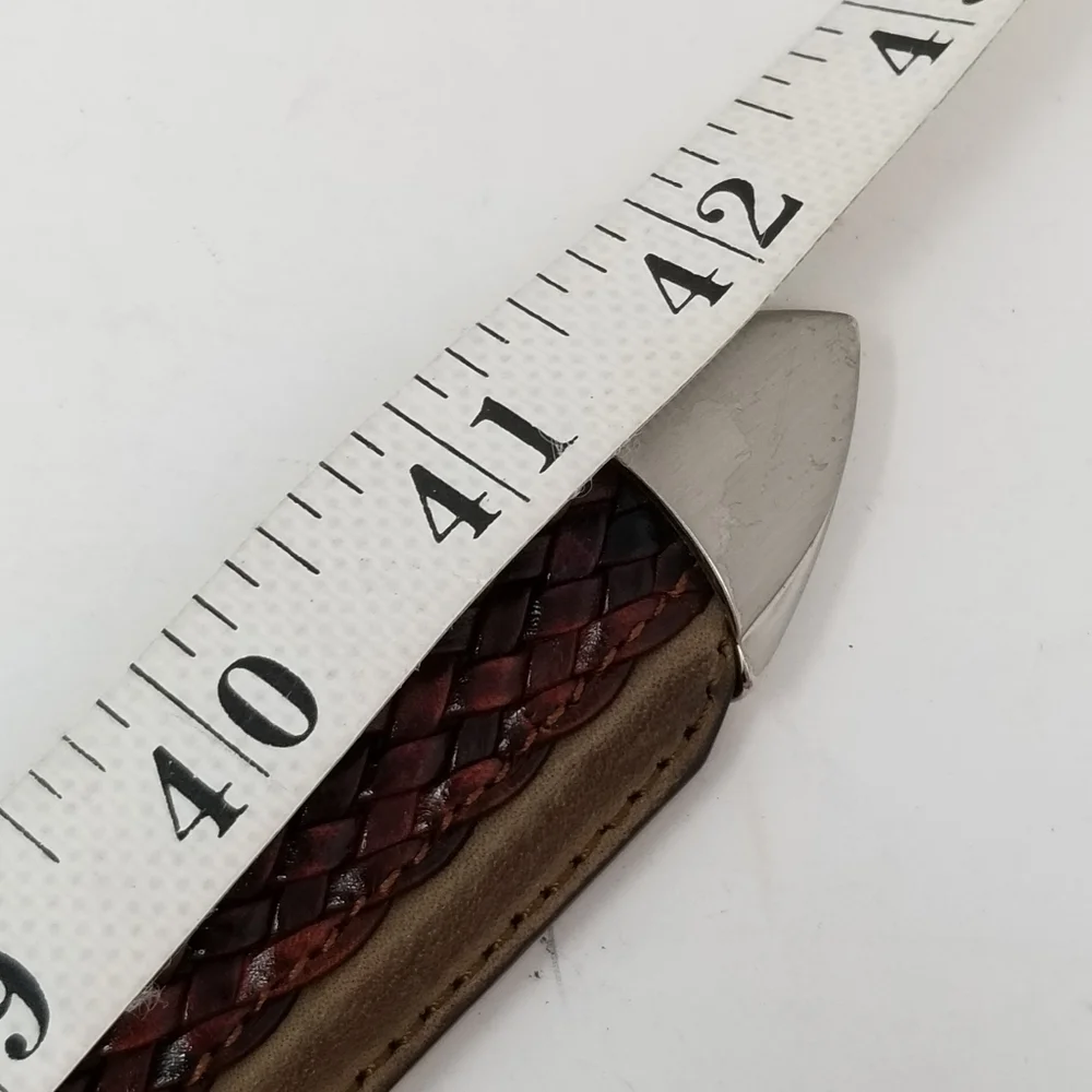 Tommy Bahama Braided Leather Belt Men's Size 36 Brown Tan Western Silver Tone
